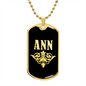 Ann v02a - 18k Gold Finished Luxury Dog Tag Necklace