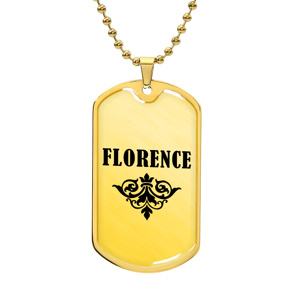 Florence v01a - 18k Gold Finished Luxury Dog Tag Necklace