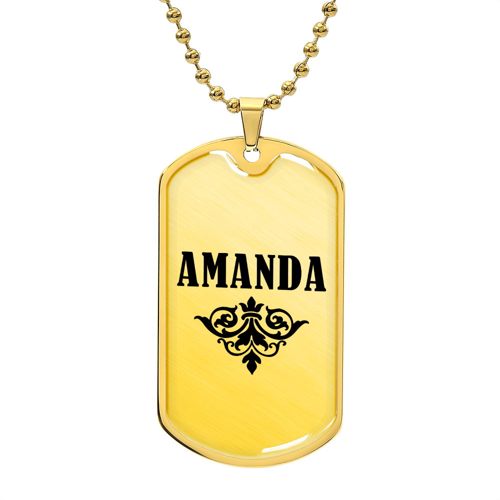 Amanda v01a - 18k Gold Finished Luxury Dog Tag Necklace
