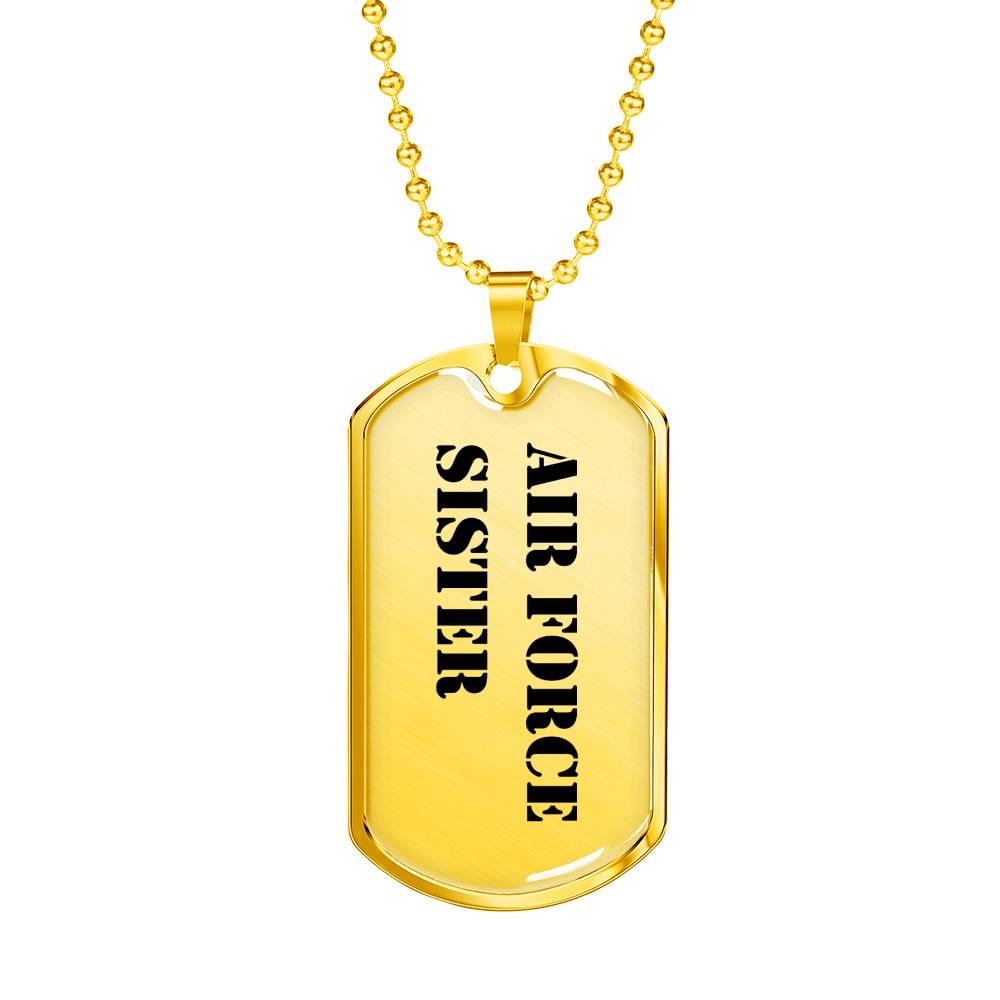 Air Force Sister - 18k Gold Finished Luxury Dog Tag Necklace