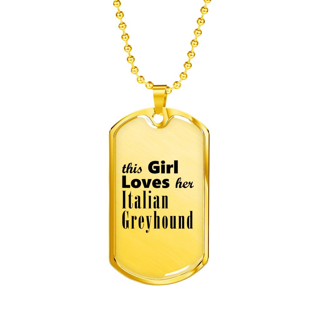 Italian Greyhound - 18k Gold Finished Luxury Dog Tag Necklace