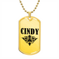 Cindy v01a - 18k Gold Finished Luxury Dog Tag Necklace