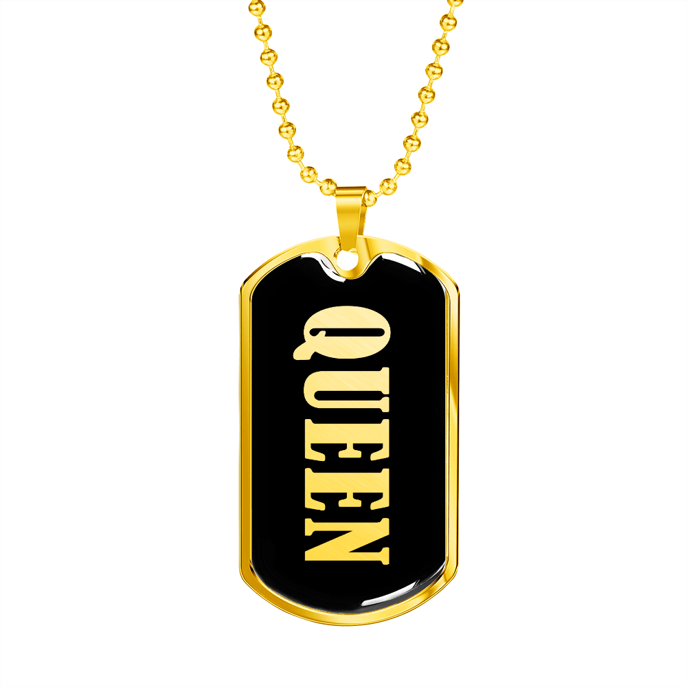 Queen v02 - 18k Gold Finished Luxury Dog Tag Necklace