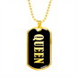 Queen v02 - 18k Gold Finished Luxury Dog Tag Necklace