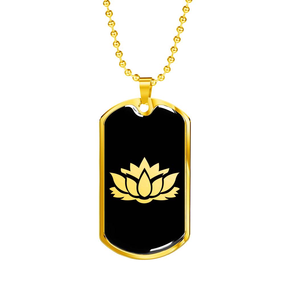 Lotus Flower v2 - 18k Gold Finished Luxury Dog Tag Necklace