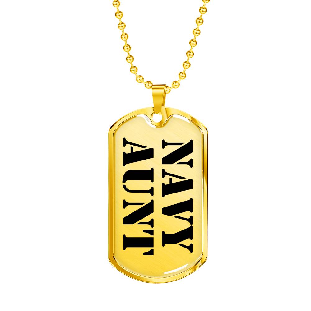 Navy Aunt - 18k Gold Finished Luxury Dog Tag Necklace