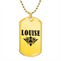 Louise v01a - 18k Gold Finished Luxury Dog Tag Necklace