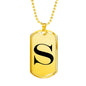 Initial S v1a - 18k Gold Finished Luxury Dog Tag Necklace