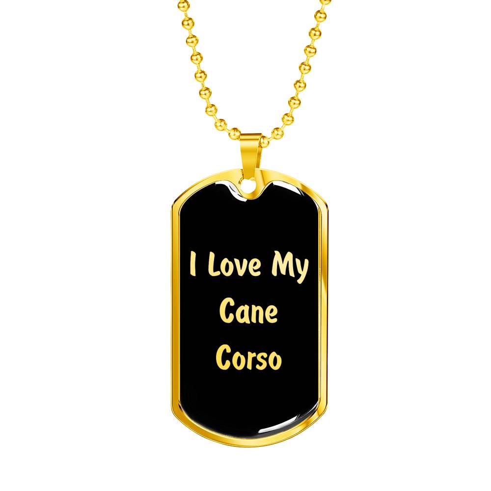 Love My Cane Corso v5 - 18k Gold Finished Luxury Dog Tag Necklace