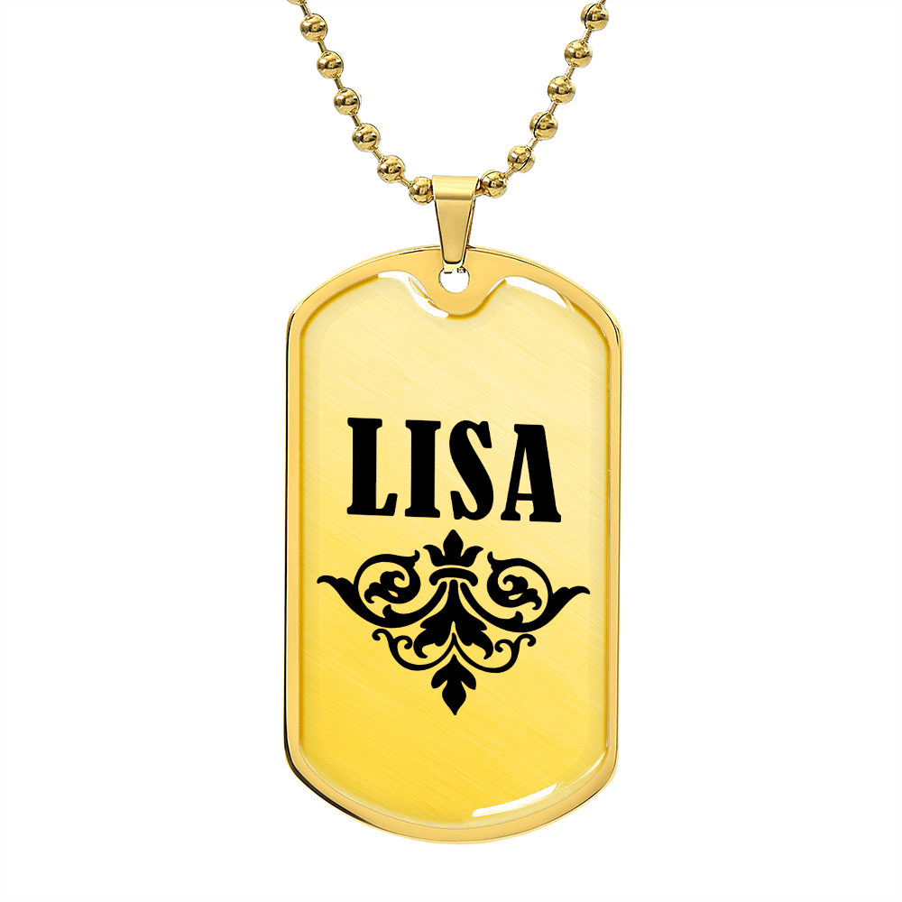 Lisa v01a - 18k Gold Finished Luxury Dog Tag Necklace
