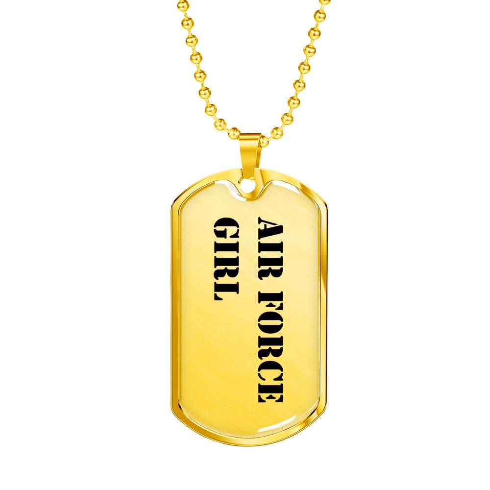 Air Force Girl - 18k Gold Finished Luxury Dog Tag Necklace