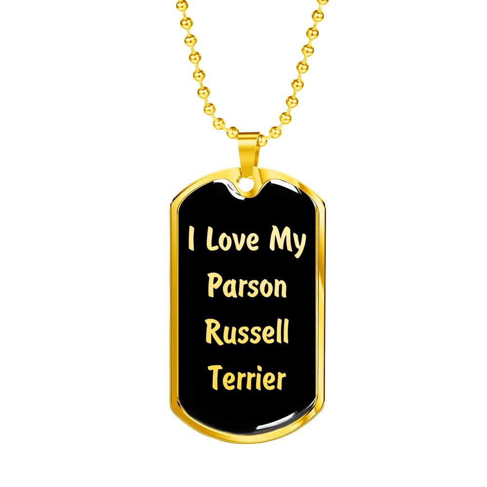 Love My Parson Russell Terrier v5 - 18k Gold Finished Luxury Dog Tag Necklace