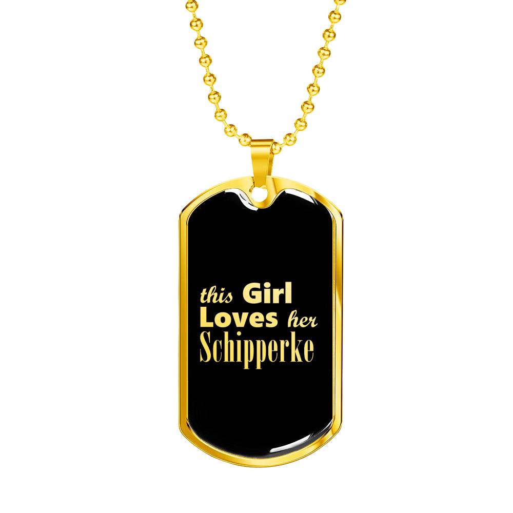 Schipperke v2 - 18k Gold Finished Luxury Dog Tag Necklace