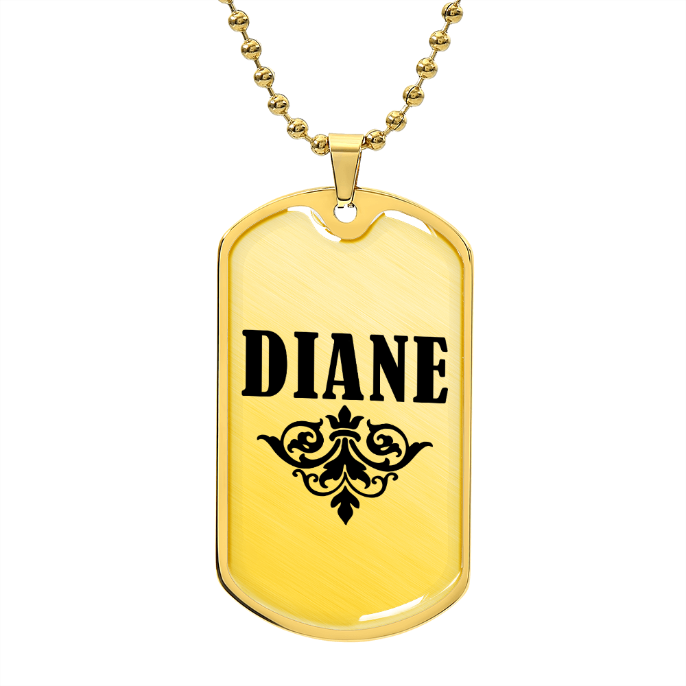 Diane v01a - 18k Gold Finished Luxury Dog Tag Necklace
