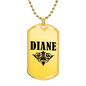 Diane v01a - 18k Gold Finished Luxury Dog Tag Necklace