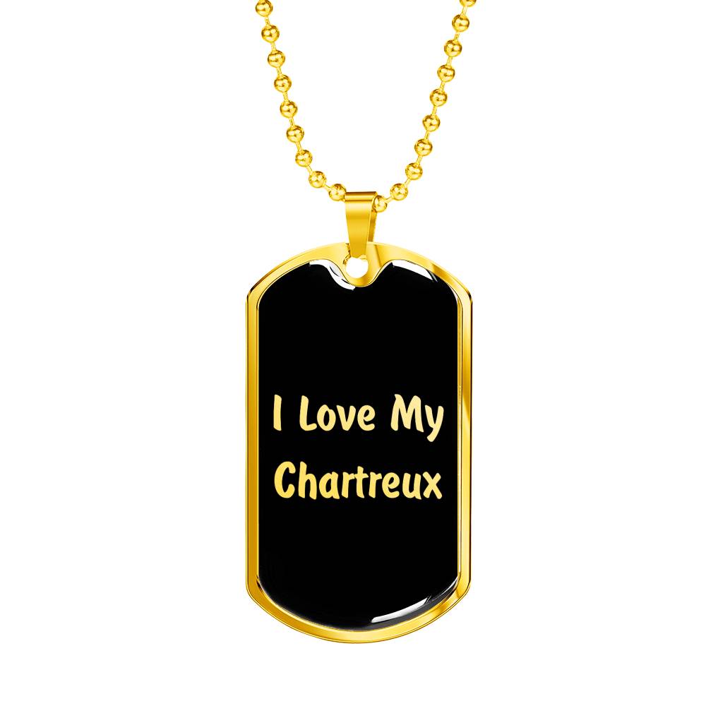 Love My Chartreux v2 - 18k Gold Finished Luxury Dog Tag Necklace
