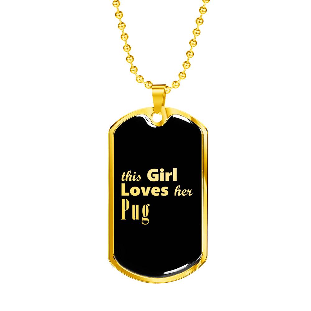 Pug v2 - 18k Gold Finished Luxury Dog Tag Necklace