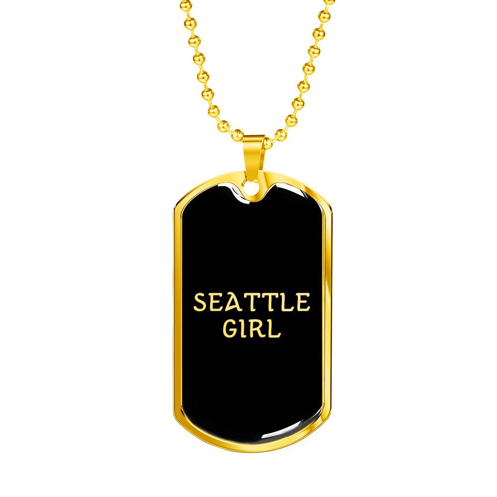 Seattle Girl v2 - 18k Gold Finished Luxury Dog Tag Necklace