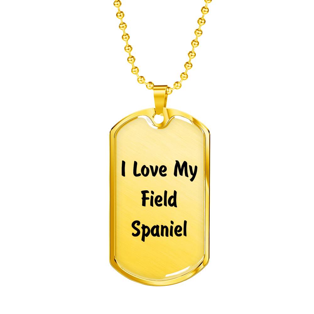 Love My Field Spaniel v4 - 18k Gold Finished Luxury Dog Tag Necklace