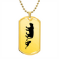 Mama Lioness With 1 Cub - 18k Gold Finished Luxury Dog Tag Necklace