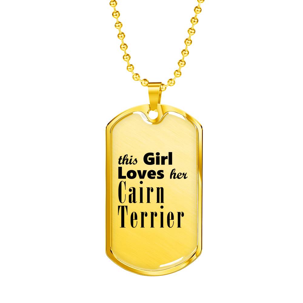 Cairn Terrier - 18k Gold Finished Luxury Dog Tag Necklace