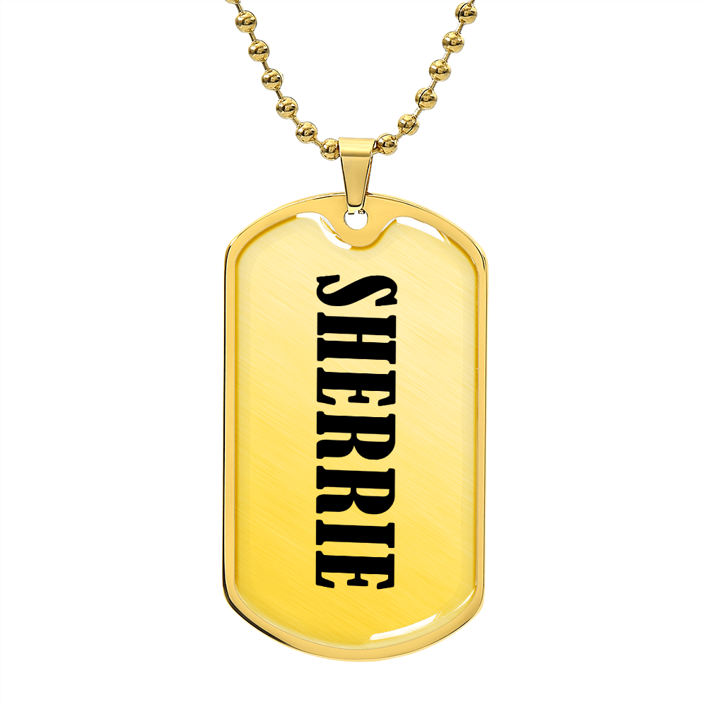 Sherrie v01 - 18k Gold Finished Luxury Dog Tag Necklace