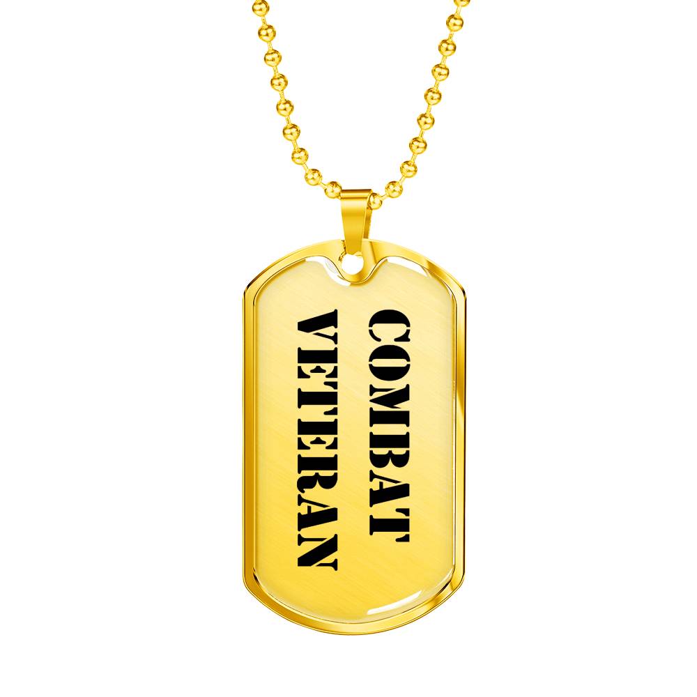 Combat Veteran - 18k Gold Finished Luxury Dog Tag Necklace