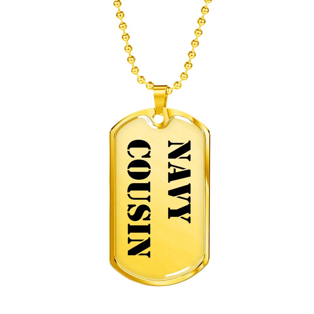 Navy Cousin - 18k Gold Finished Luxury Dog Tag Necklace