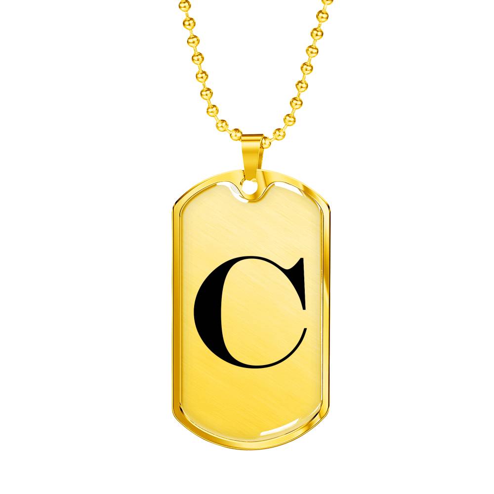 Initial C v1a - 18k Gold Finished Luxury Dog Tag Necklace