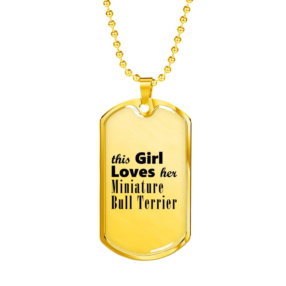 Miniature Bull Terrier - 18k Gold Finished Luxury Dog Tag Necklace