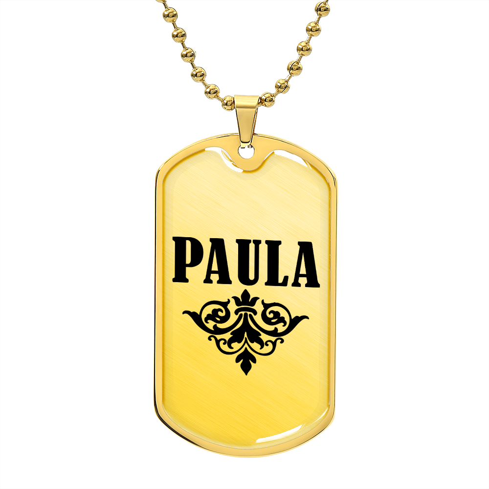 Paula v01a - 18k Gold Finished Luxury Dog Tag Necklace
