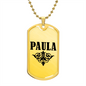 Paula v01a - 18k Gold Finished Luxury Dog Tag Necklace