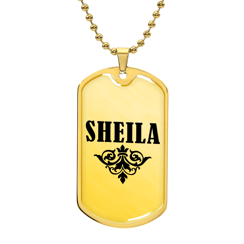 Sheila v01a - 18k Gold Finished Luxury Dog Tag Necklace