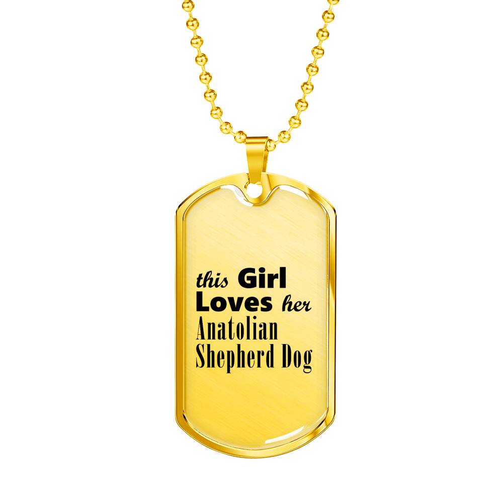 Anatolian Shepherd Dog - 18k Gold Finished Luxury Dog Tag Necklace