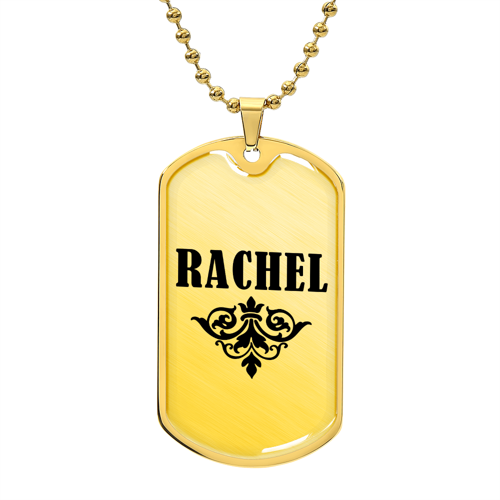Rachel v01a - 18k Gold Finished Luxury Dog Tag Necklace