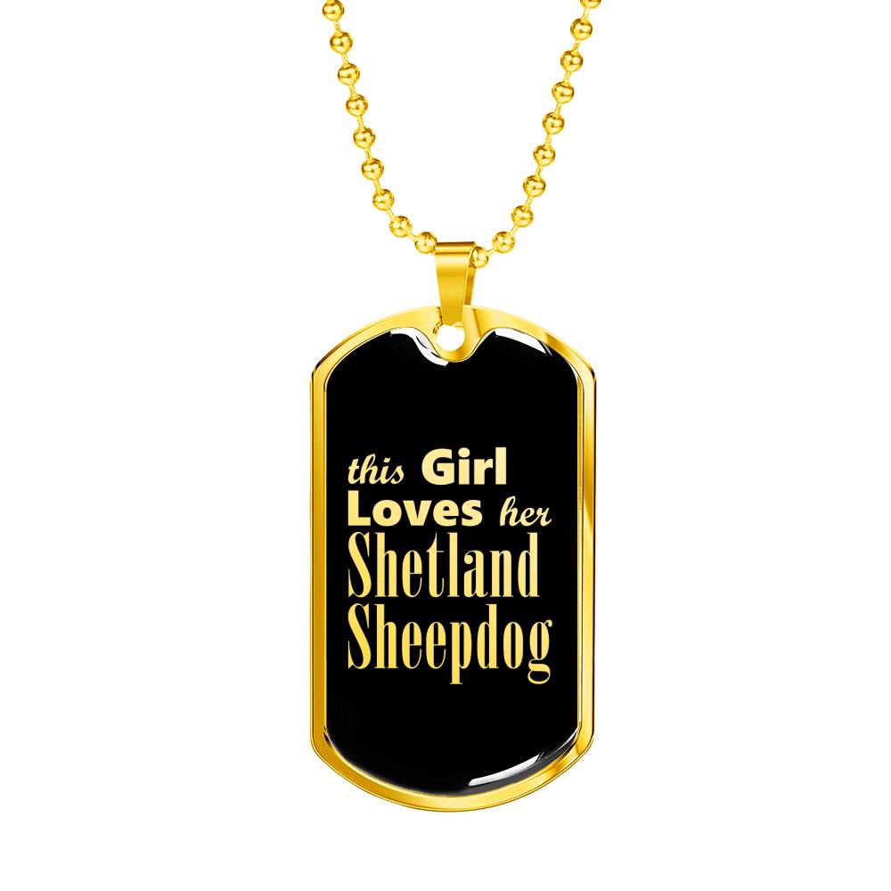 Shetland Sheepdog v2 - 18k Gold Finished Luxury Dog Tag Necklace