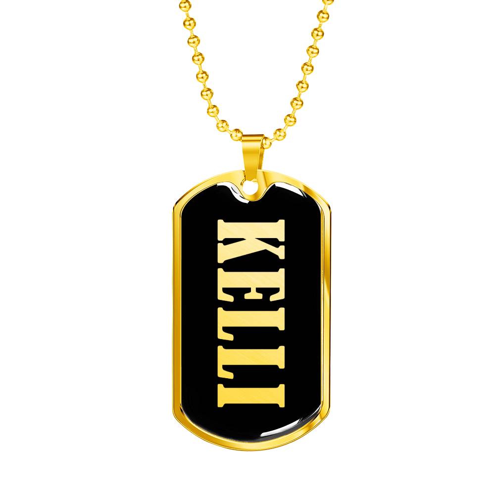 Kelli v02 - 18k Gold Finished Luxury Dog Tag Necklace