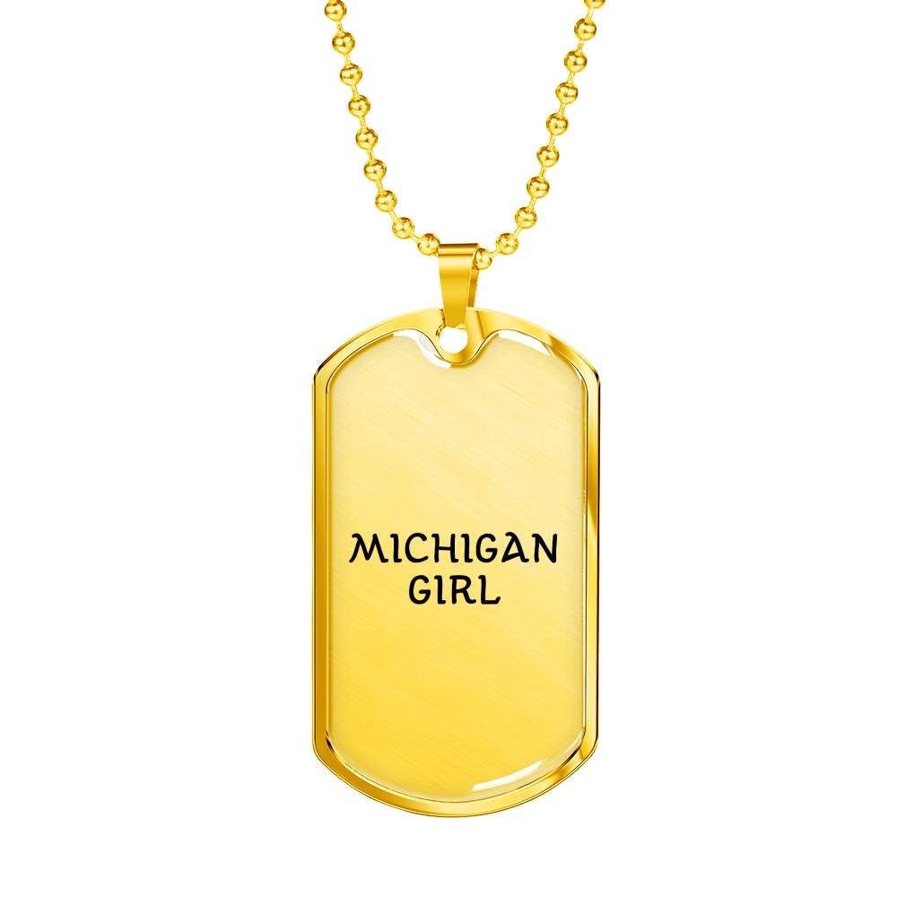 Michigan Girl - 18k Gold Finished Luxury Dog Tag Necklace