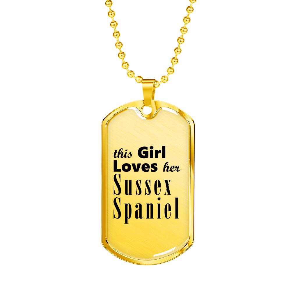 Sussex Spaniel - 18k Gold Finished Luxury Dog Tag Necklace