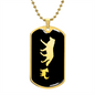 Mama Wolf With 1 Pup v2 - 18k Gold Finished Luxury Dog Tag Necklace
