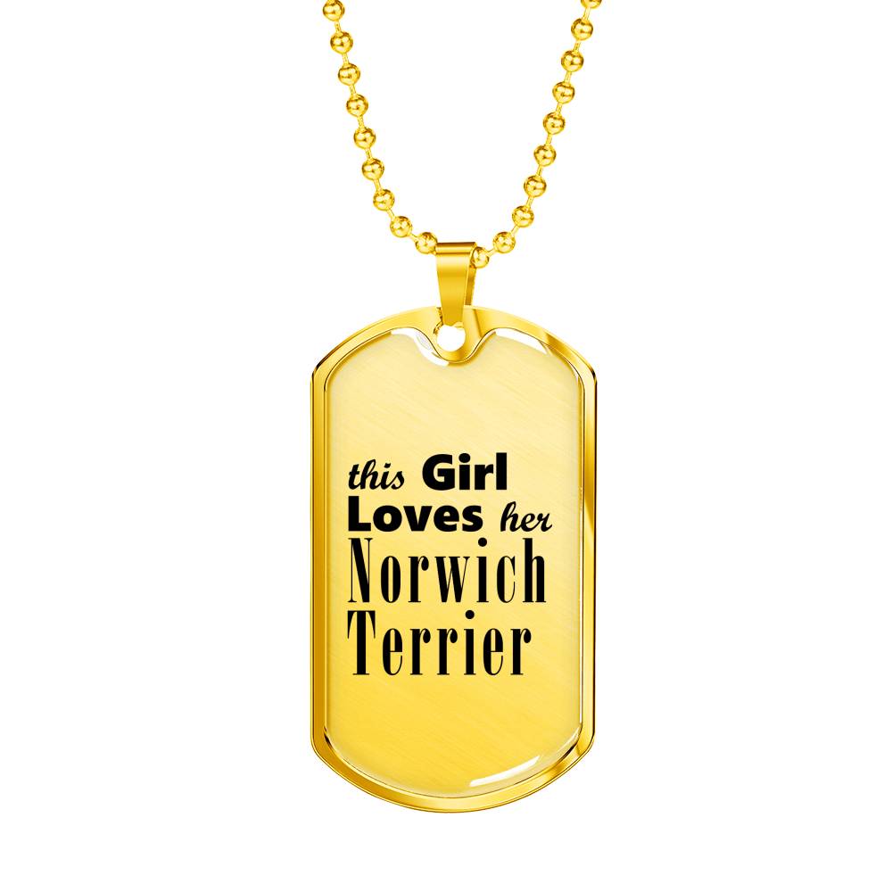 Norwich Terrier - 18k Gold Finished Luxury Dog Tag Necklace