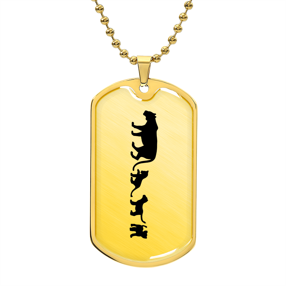 Mama Lioness With 3 Cubs - 18k Gold Finished Luxury Dog Tag Necklace