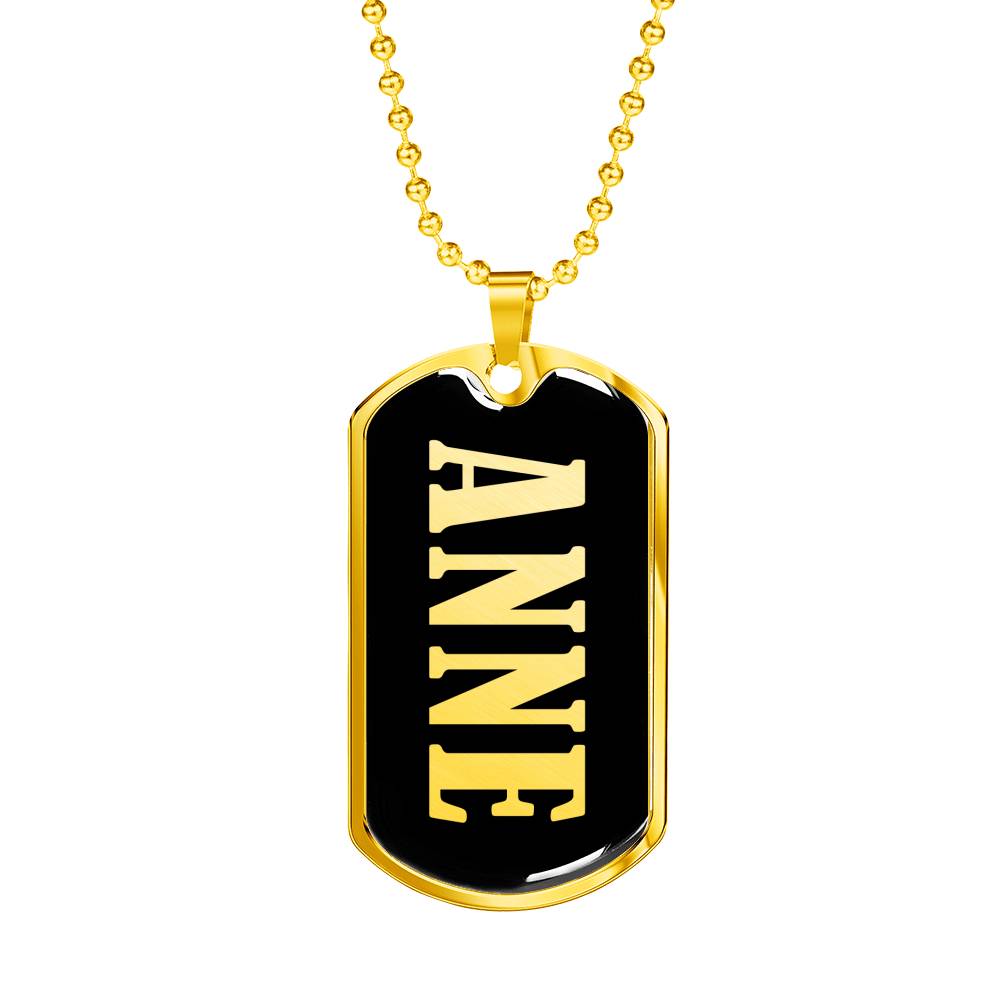 Anne v02 - 18k Gold Finished Luxury Dog Tag Necklace