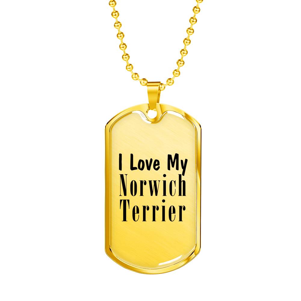 Love My Norwich Terrier - 18k Gold Finished Luxury Dog Tag Necklace