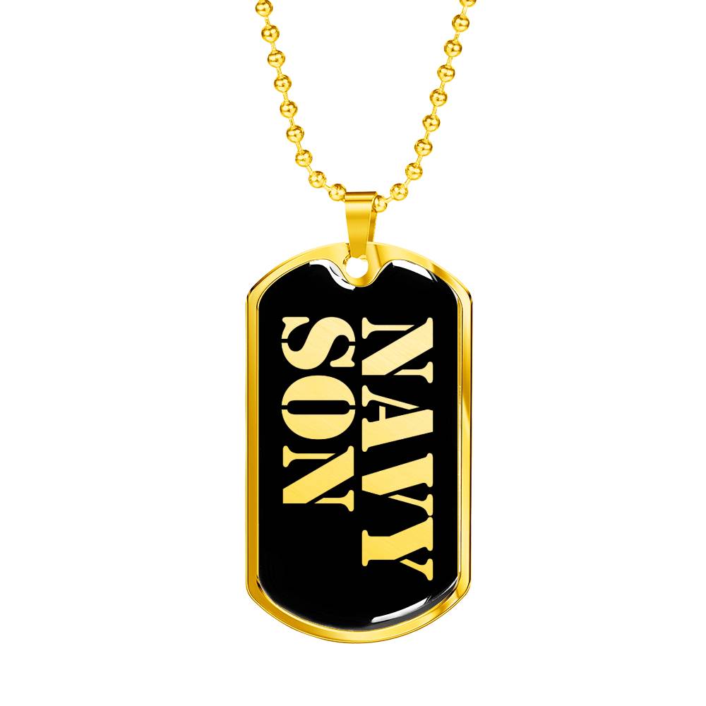 Navy Son v2 - 18k Gold Finished Luxury Dog Tag Necklace