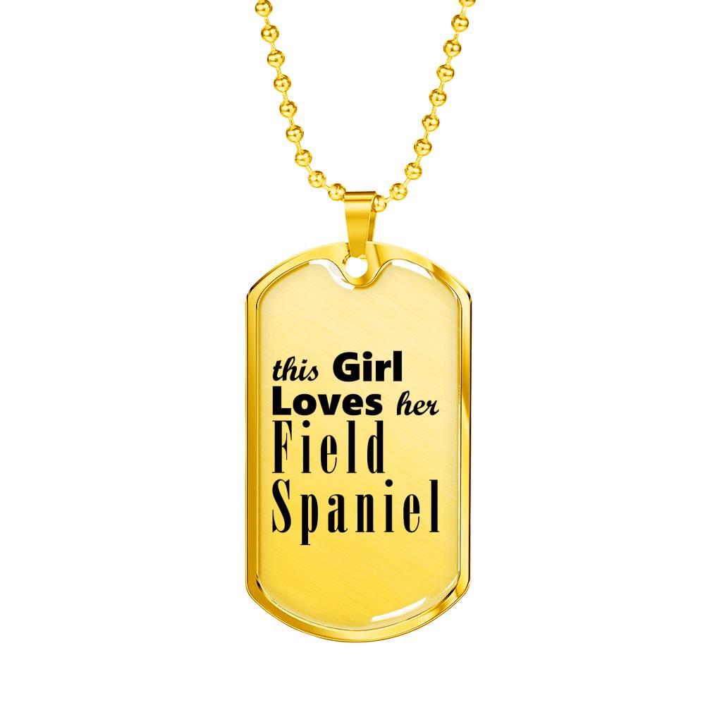 Field Spaniel - 18k Gold Finished Luxury Dog Tag Necklace