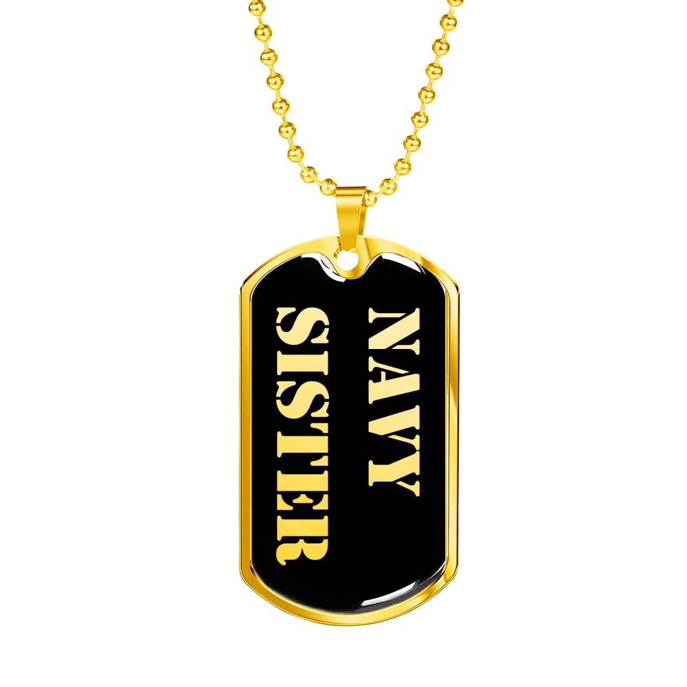 Navy Sister v2 - 18k Gold Finished Luxury Dog Tag Necklace