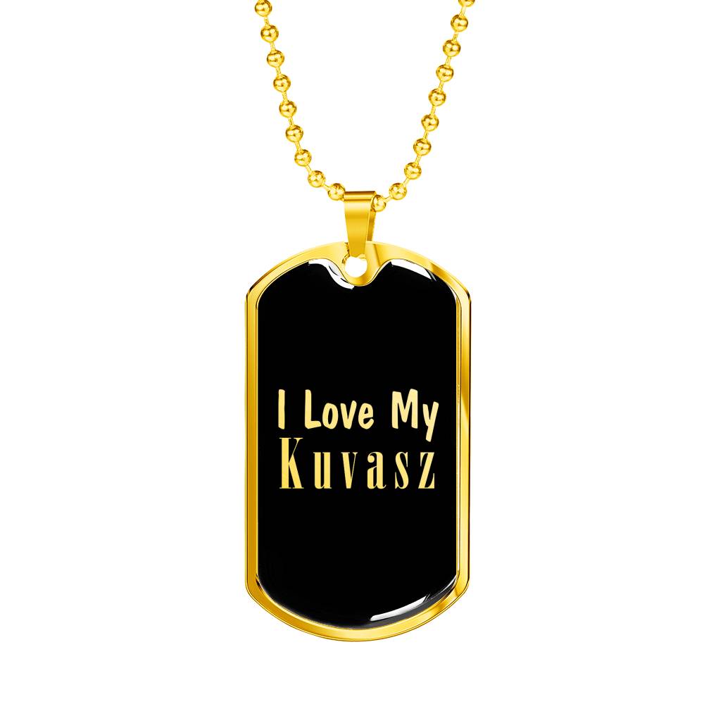Love My Kuvasz v2 - 18k Gold Finished Luxury Dog Tag Necklace