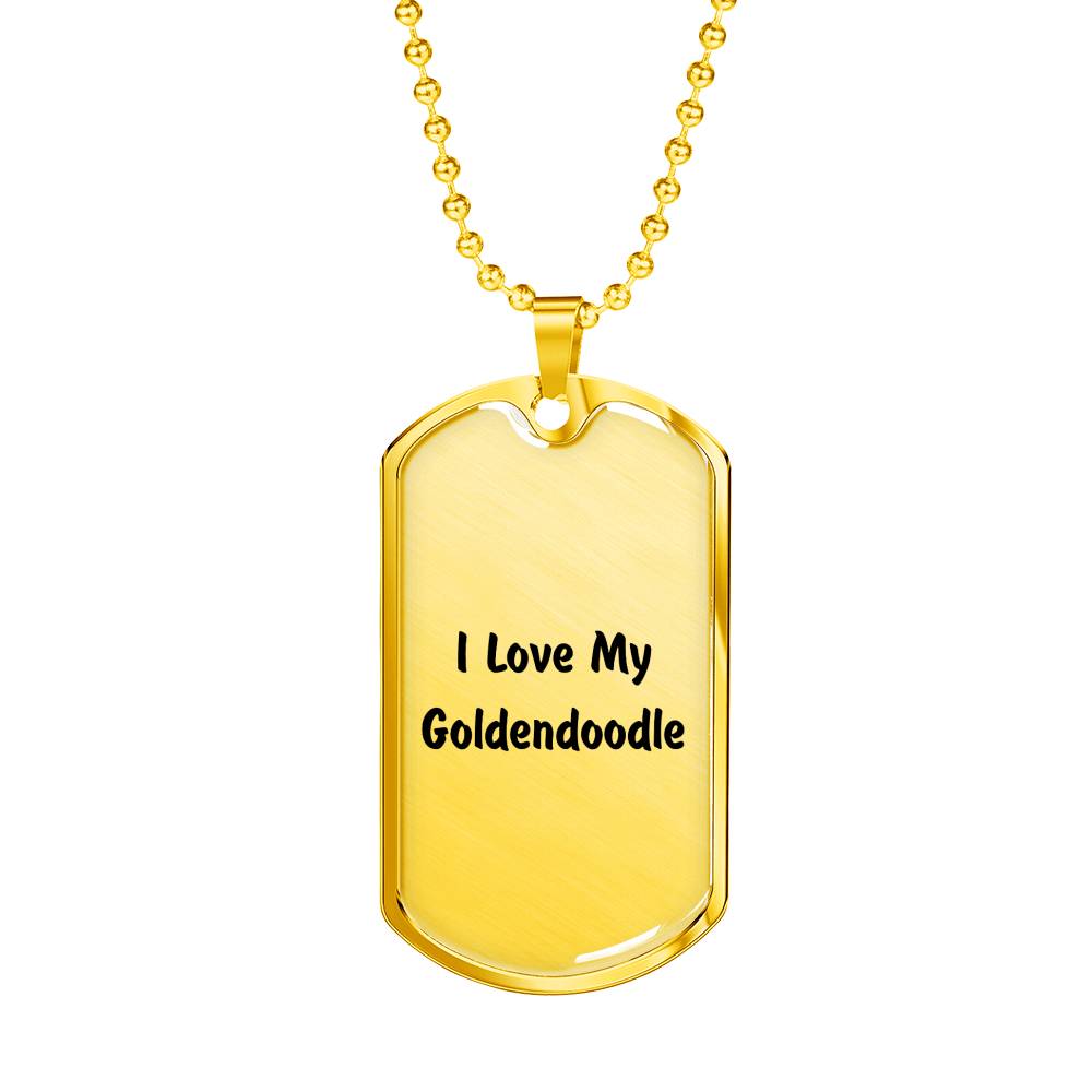 Love My Goldendoodle v4 - 18k Gold Finished Luxury Dog Tag Necklace