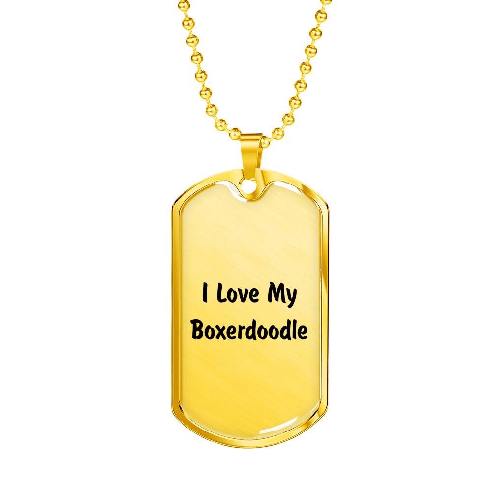 Love My Boxerdoodle v4 - 18k Gold Finished Luxury Dog Tag Necklace